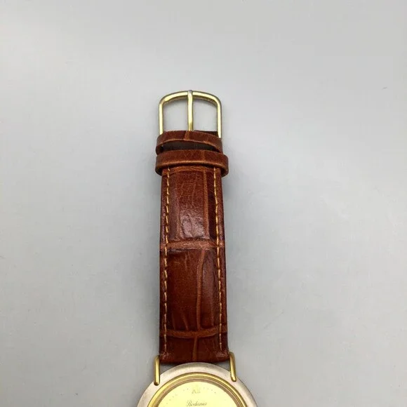 Vtg Rodania Watch Women 32mm Gold Tone Date Brown Leather Band New Battery - Picture 6 of 14